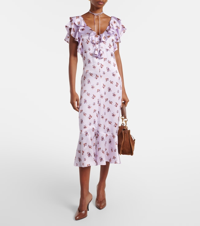 Dorothee Schumacher Shiny Daydream floral silk satin midi dress