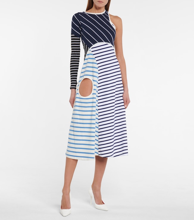 Marine Serre Striped cotton midi dress