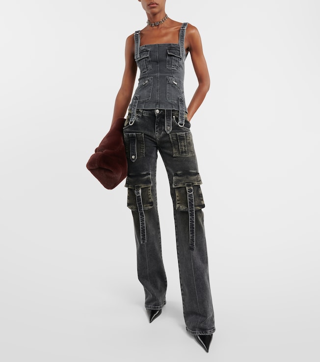 Blumarine Low-rise denim cargo pants