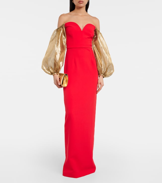 Safiyaa Auriel off-shoulder crêpe gown