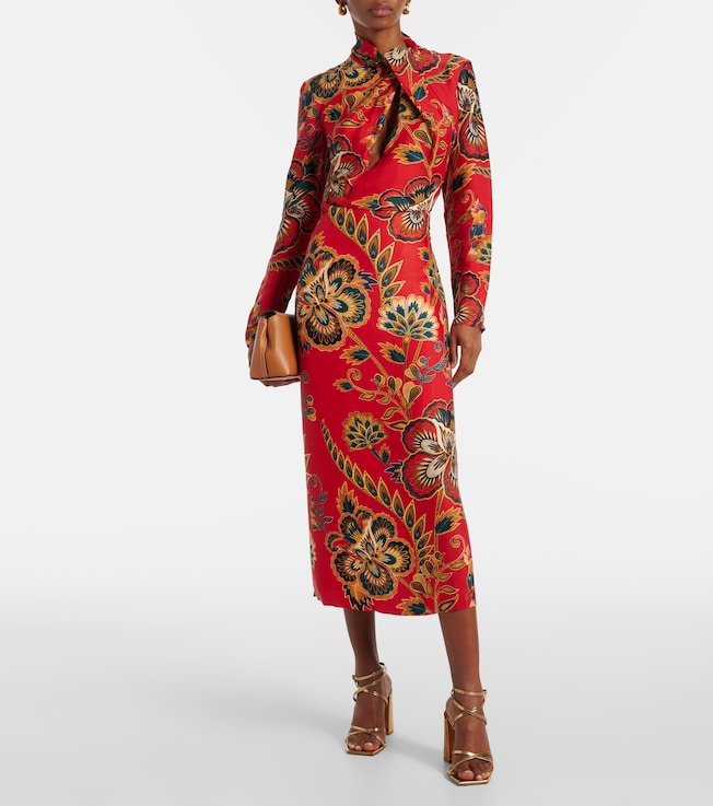 FARM Rio Draped floral midi dress