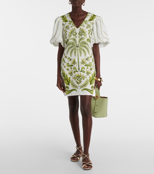 FARM Rio Milani Off-White printed linen minidress