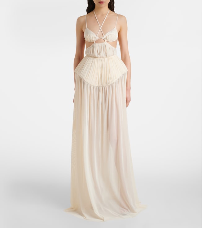 David Koma Cutout pleated gown