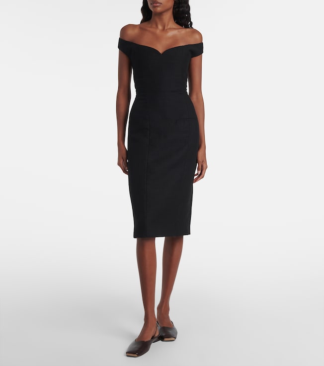 Calvin Klein Collection Bonny wool and linen-blend midi dress