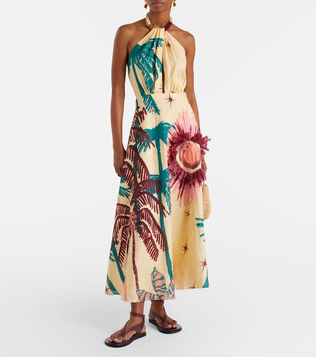 Johanna Ortiz Floral linen midi dress