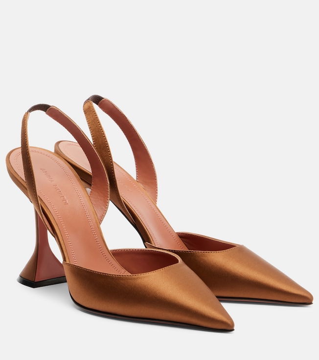 AMINA MUADDI Holli satin slingback pumps