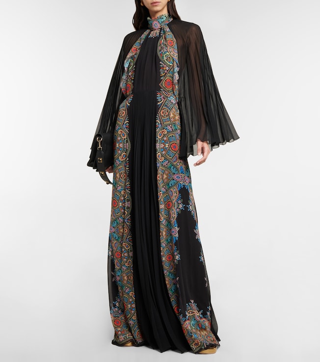Etro Floral pleated georgette gown