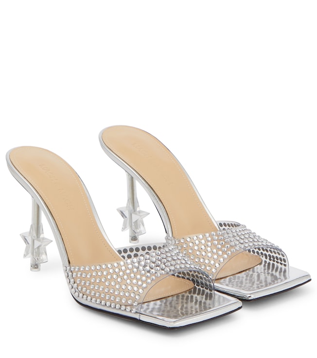 MACH & MACH Star crystal-embellished PVC mules