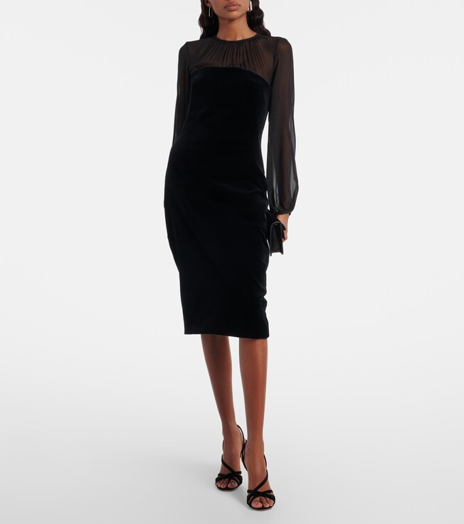 Max Mara Carl embellished silk velvet midi dress