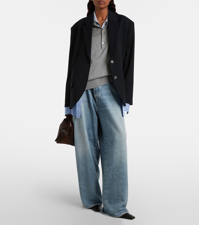Acne Studios Crystal-embellished low-rise wide-leg jeans
