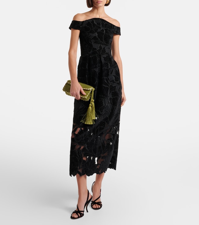 Erdem Cutout velvet and tulle cocktail dress