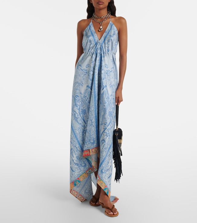 Etro Paisley asymmetric silk maxi dress