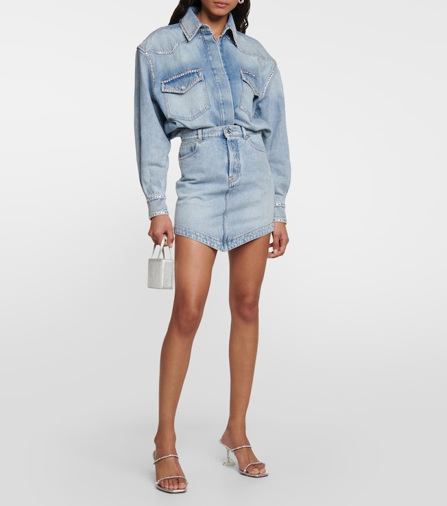 Alexandre Vauthier Embellished denim miniskirt