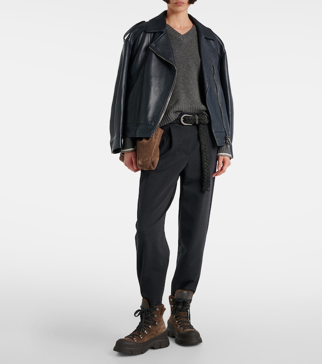 Brunello Cucinelli Pleated cotton-blend jersey sweatpants