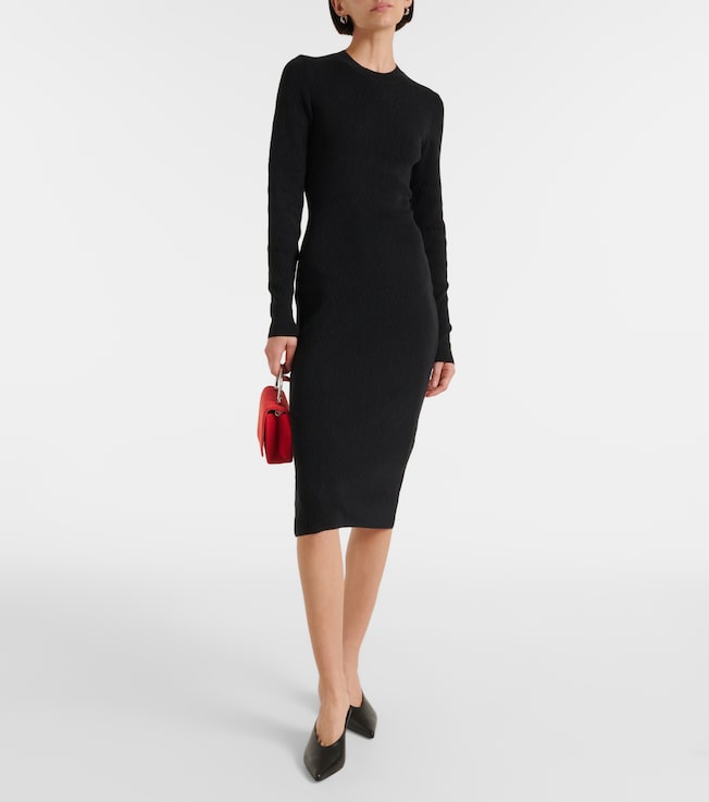Ami Paris Knitted cotton and wool midi dress