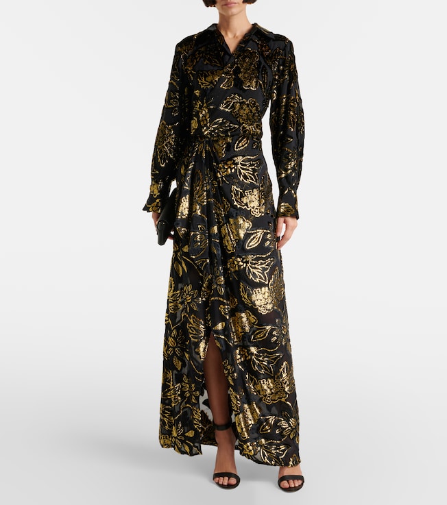SIMKHAI Marzia lamé velvet wrap dress