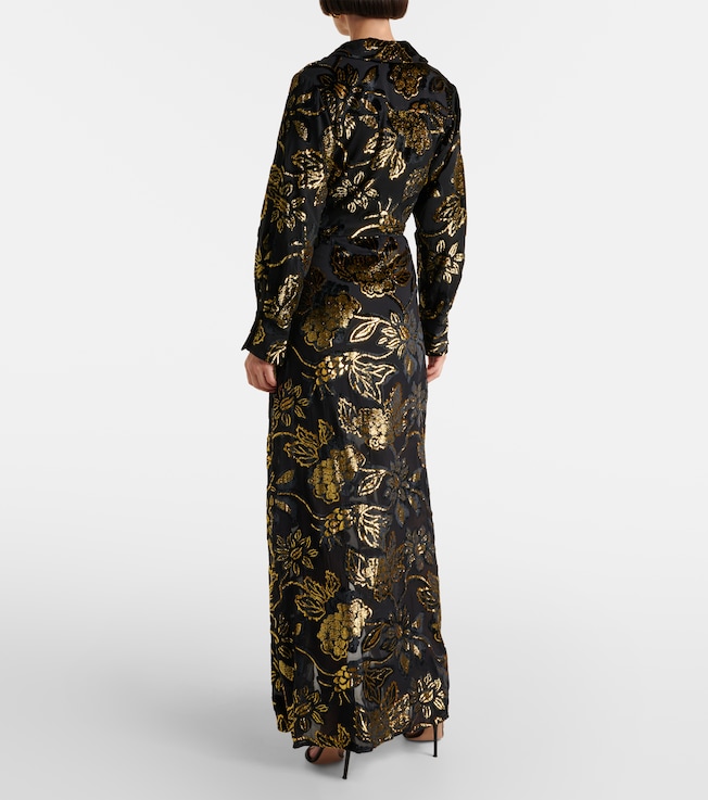 SIMKHAI Simkhai Marzia lamé velvet wrap dress