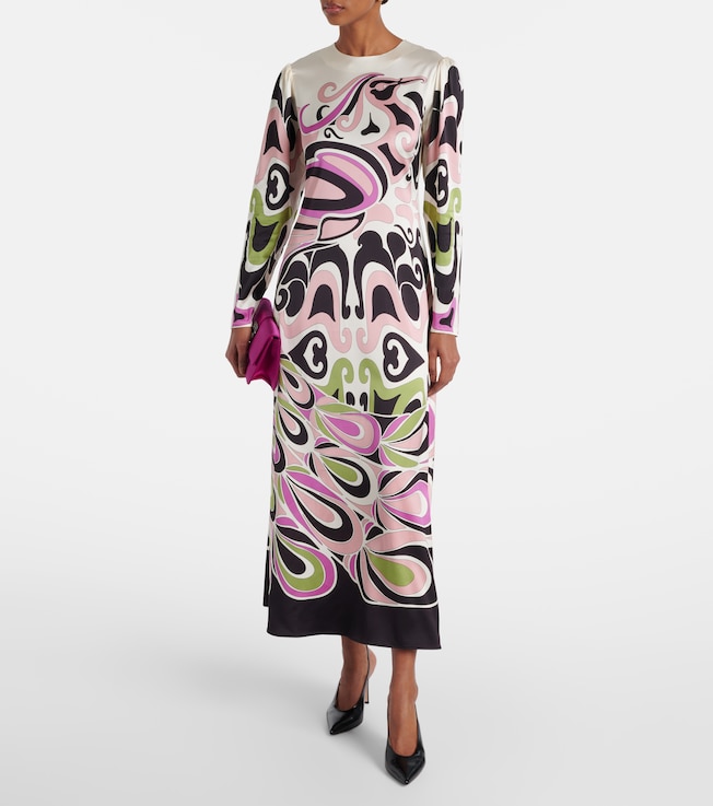 La DoubleJ Clingy Swing printed satin midi dress