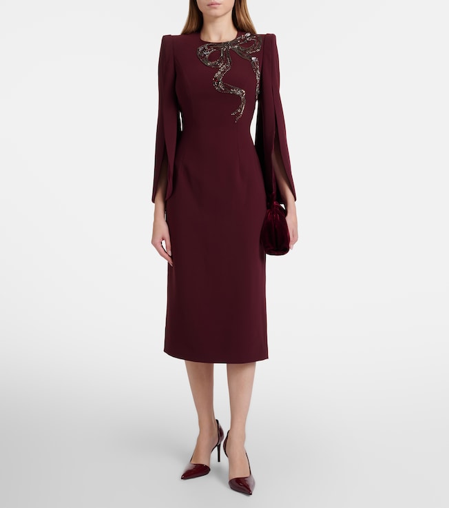 Jenny Packham Love beaded crêpe midi dress