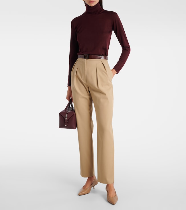 Max Mara Dede pleated cotton slim pants