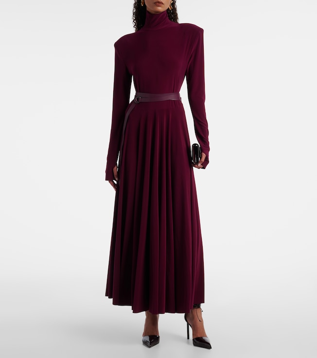 Norma Kamali Pleated turtleneck maxi dress