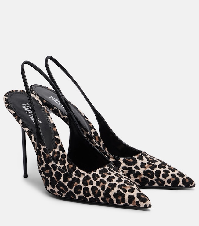 Paris Texas Paris Texas Lidia leopard-print canvas slingback pumps