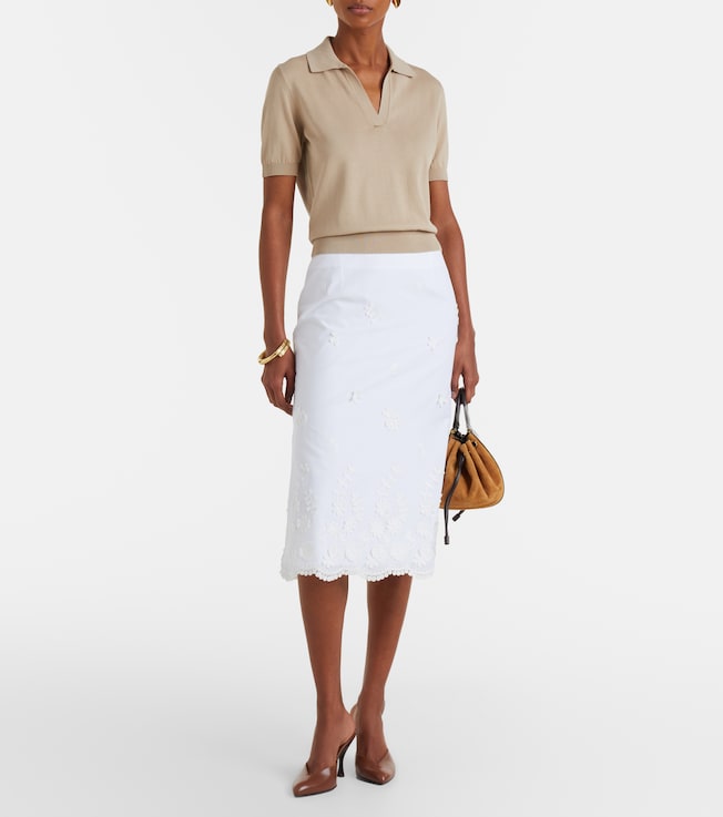 Altuzarra Malik embroidered cotton midi skirt