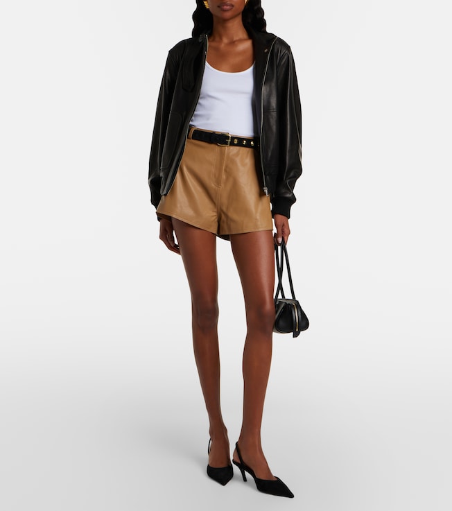 NOUR HAMMOUR Leontine leather shorts