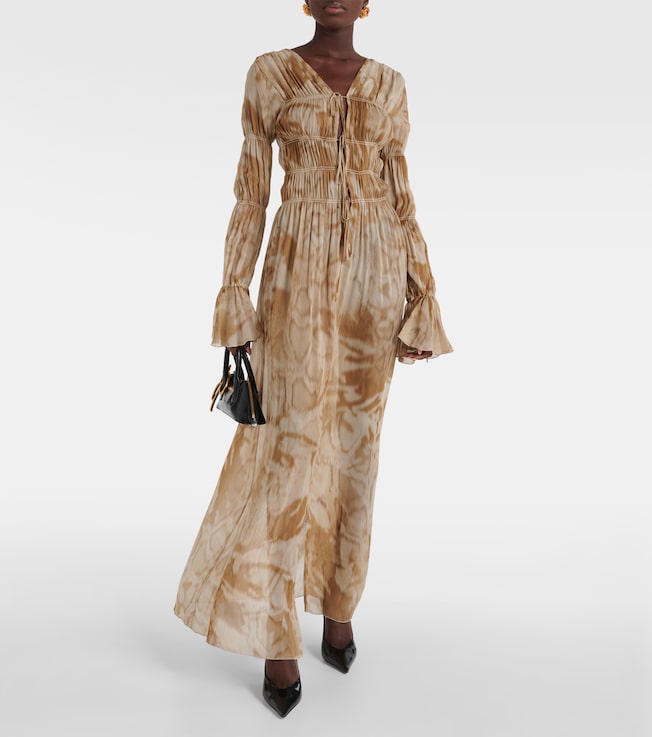 Blumarine Printed ruched maxi dress