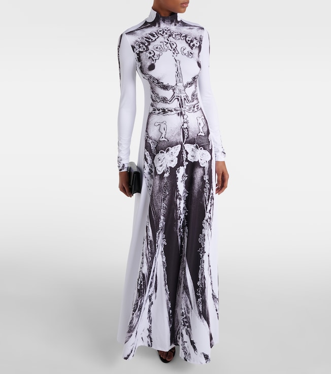 Jean Paul Gaultier Dentelle Trompe l'oeil jersey gown