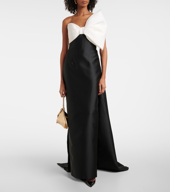 Monique Lhuillier Bow-detail asymmetric draped gown