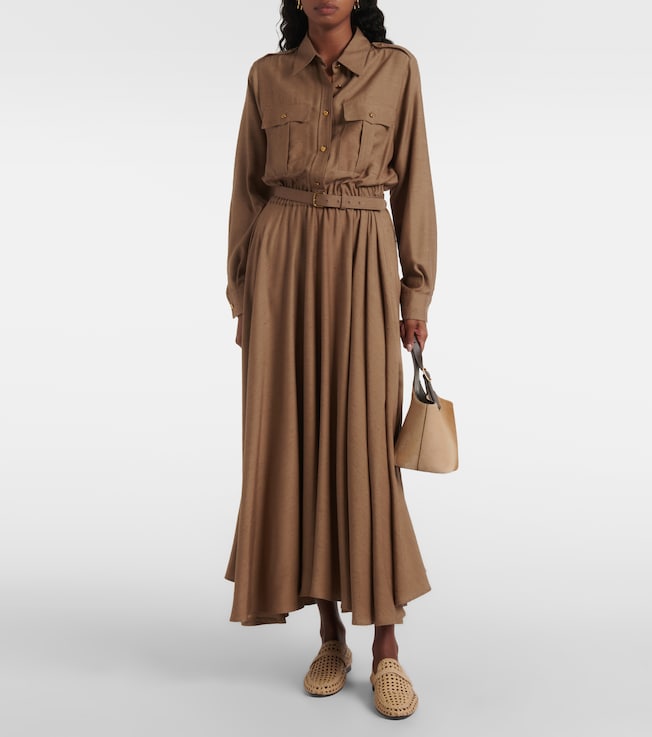 Loro Piana Lela asymmetrical silk shirt dress