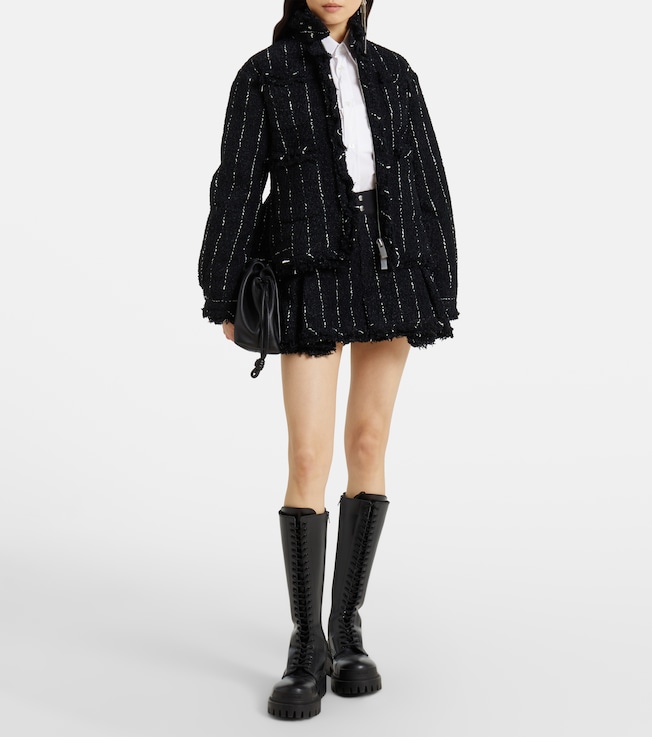 Sacai Striped tweed shorts