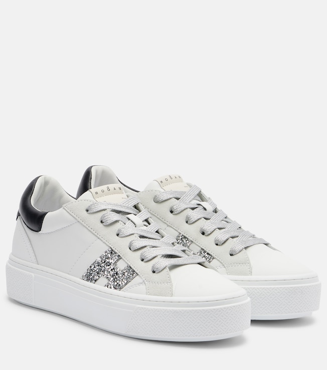 Hogan H705 Allacciato H glitter leather platform sneakers