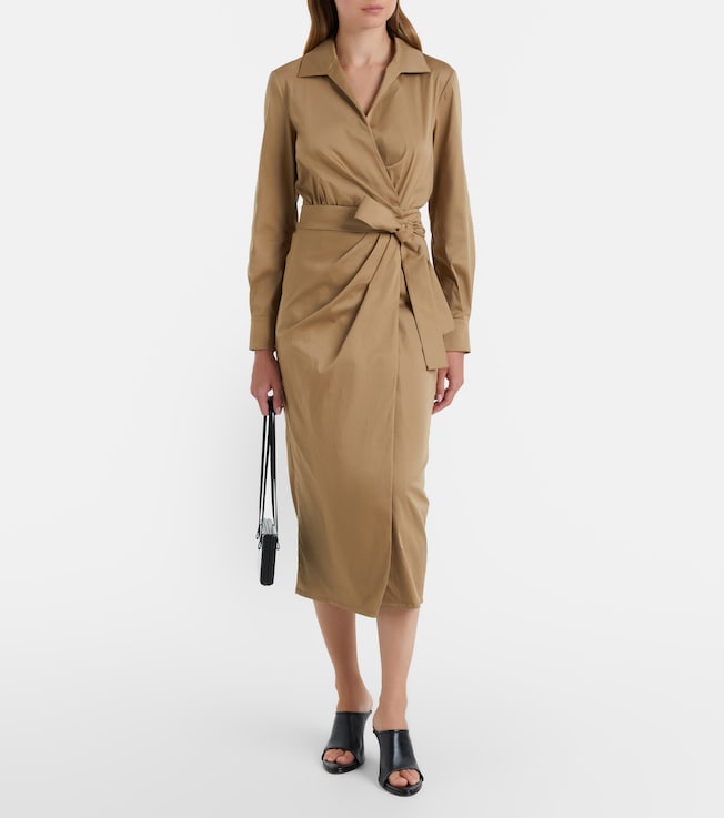 Max Mara Beta cotton-blend satin wrap dress