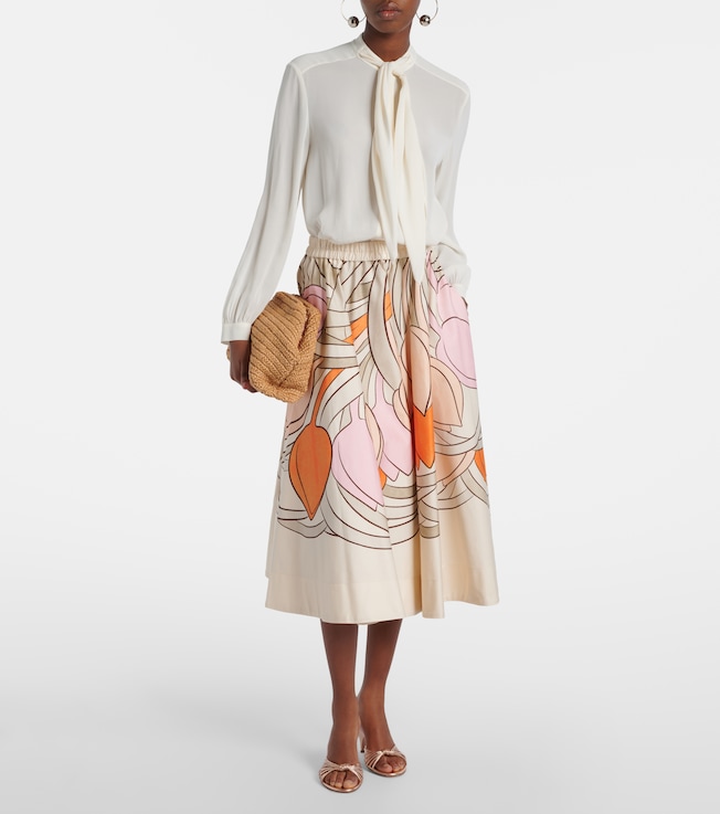 La DoubleJ Ballerina floral cotton midi skirt