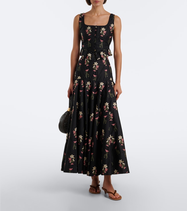 Agua by Agua Bendita Nacar embroidered cotton poplin maxi skirt