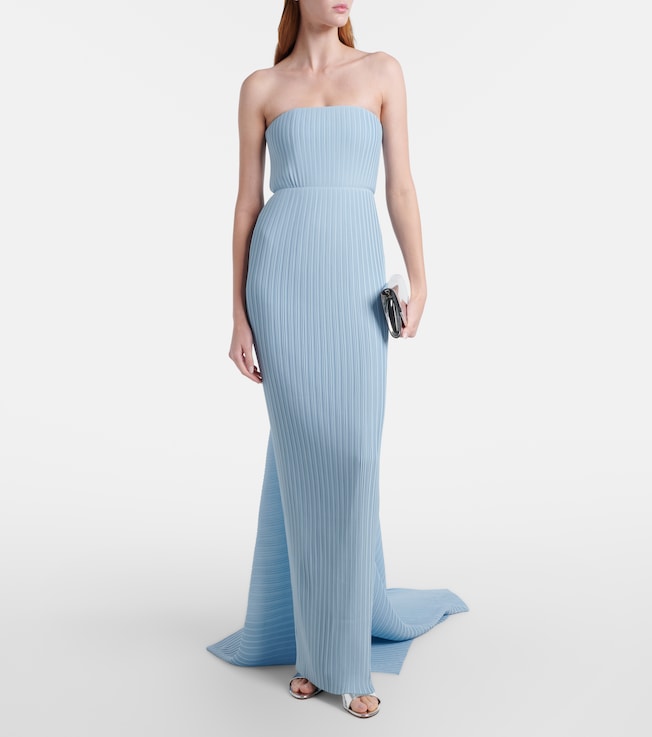 Solace London Hurlee pleated strapless gown
