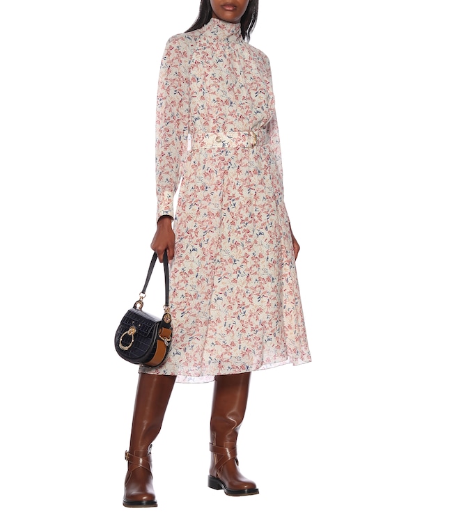 Chloé Floral silk georgette midi dress
