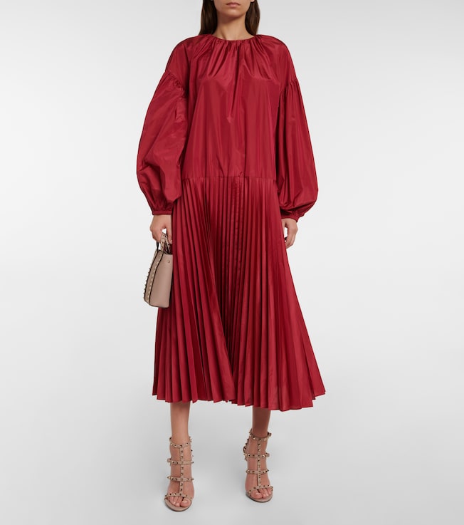 Valentino Pleated taffeta midi dress