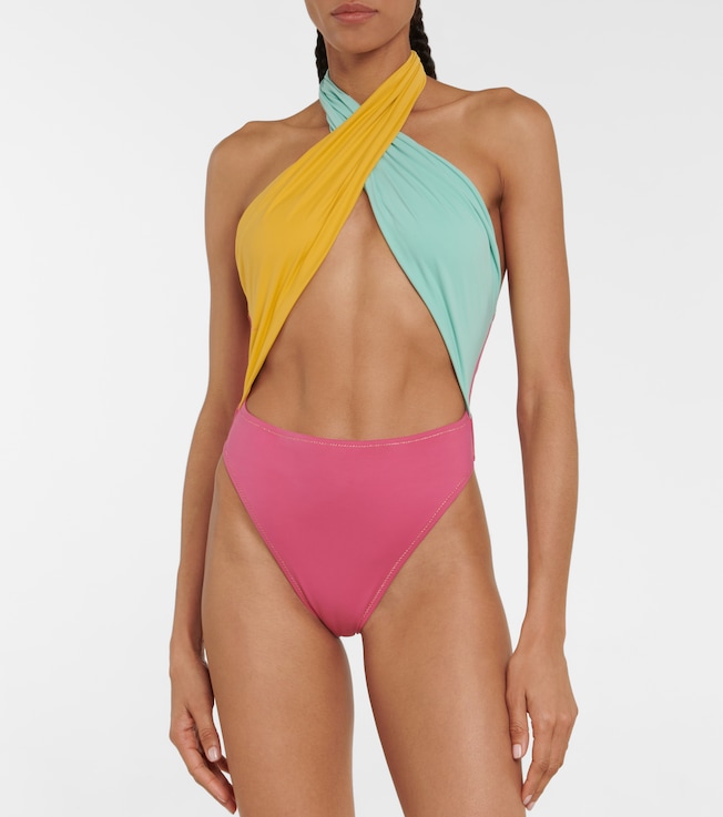 Reina Olga Colorblocked cutout swimsuit