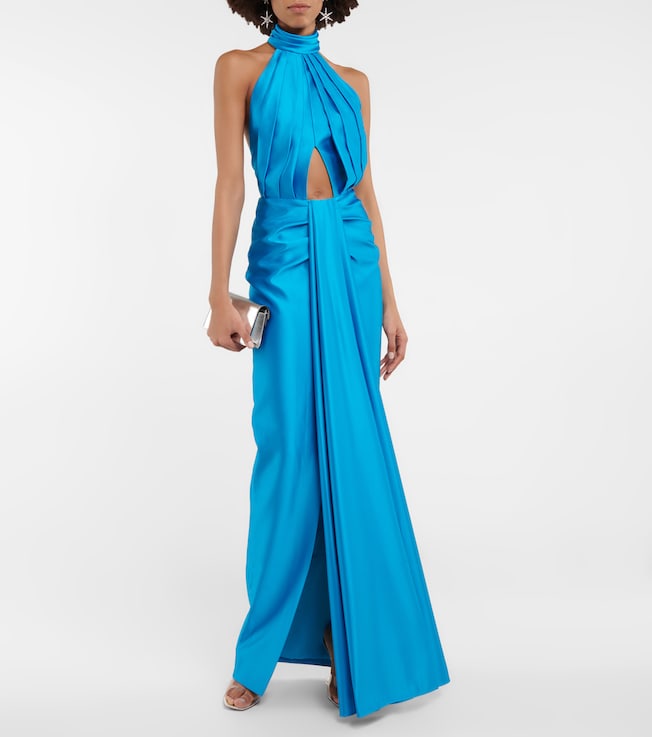 Rasario Cutout halterneck satin gown