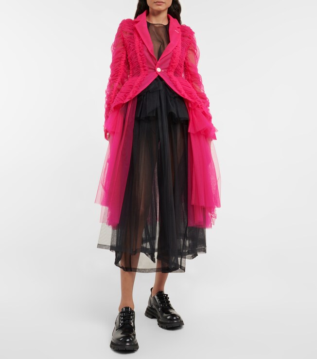 Noir Kei Ninomiya Ruched tulle blazer dress