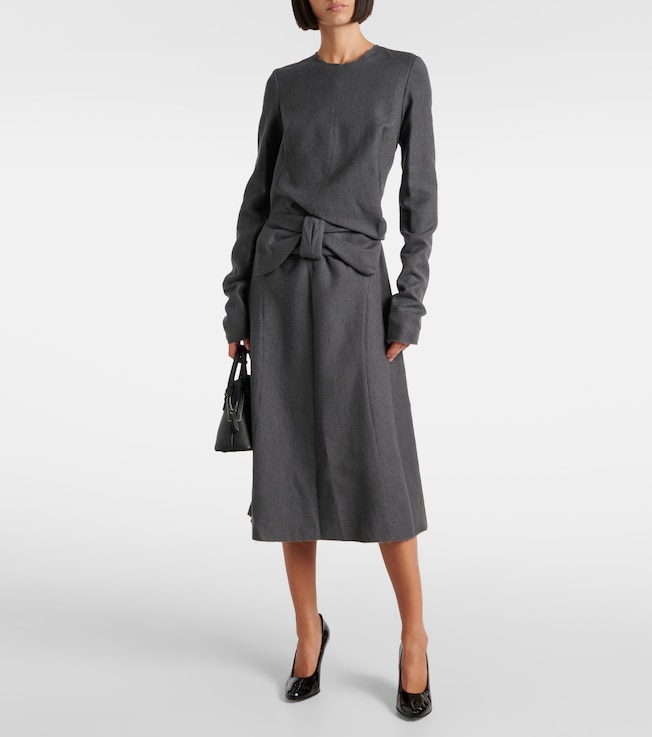 Maison Margiela Gathered cotton and wool midi dress