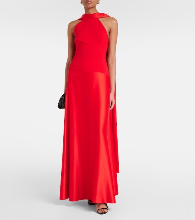 Solace London Cece crêpe and satin maxi dress