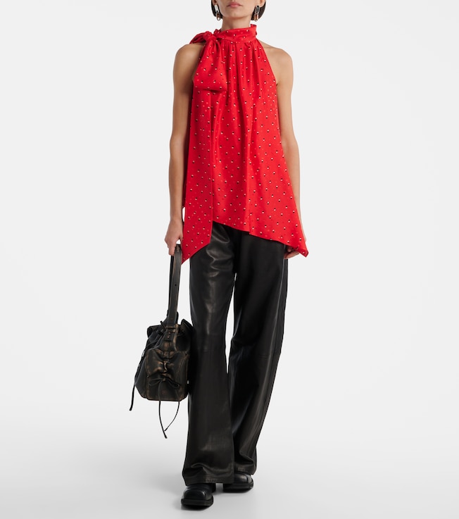Acne Studios Sombana printed asymmetric silk top