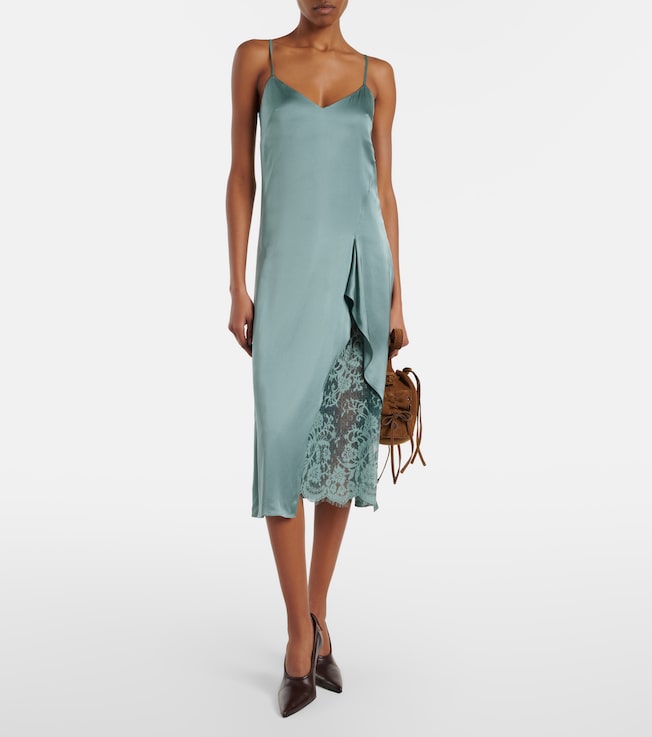 Acne Studios Lace-trimmed satin slip dress