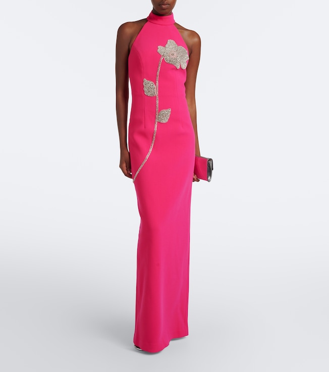 Rebecca Vallance Starlight floral embellished crêpe gown
