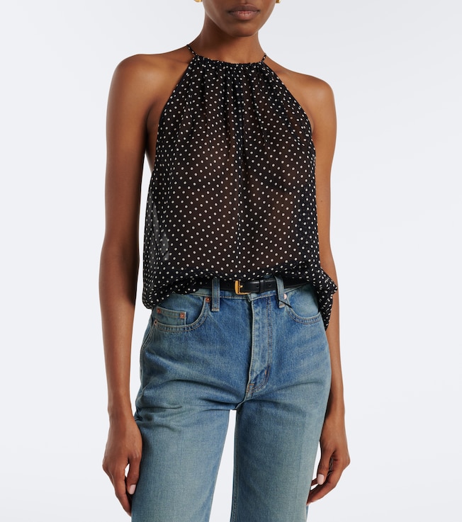 Nili Lotan Nikki halterneck polka-dot silk top