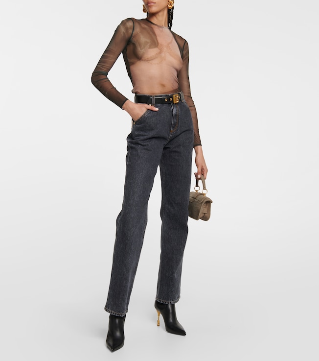 Balmain Trompe-l'œil printed tulle top